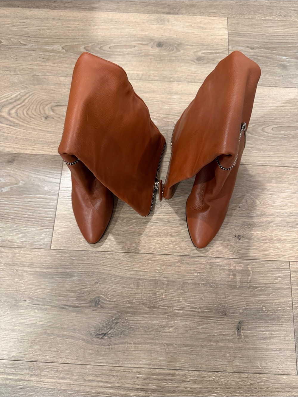 Giuseppe Zanotti Burnt Orange Fold-Over Pointed Toe Heeled Boots